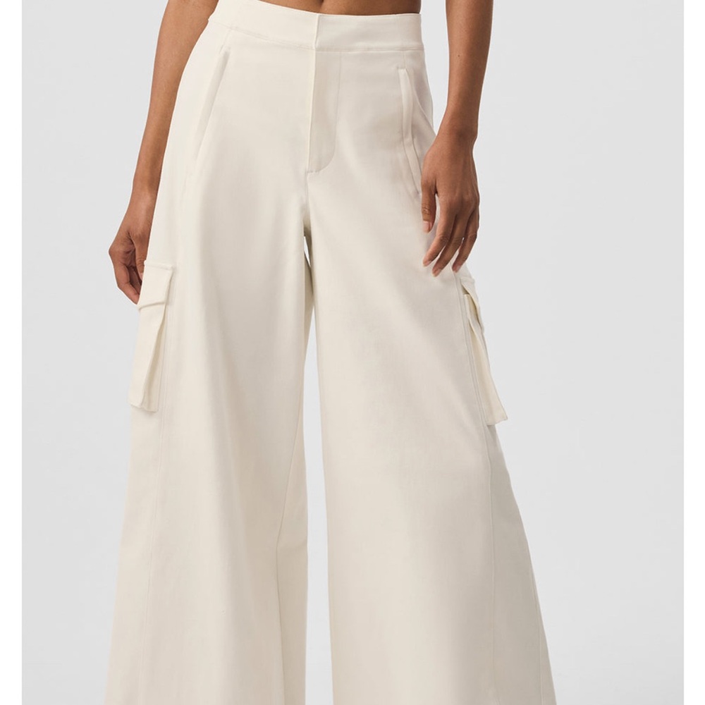 ALO Yoga Cream Wide-Leg Jumpsuit with Elegant Drape